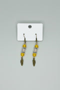 Yellow Carnelian & Honey Citrine Feather Earrings