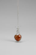 Carnelian Heart Pendant Necklace – Silver Plated Wire Wrap